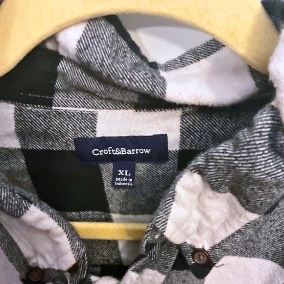 Croft & Barrow Black/White Checkered Flannel Shirt - Picture 2 of 3